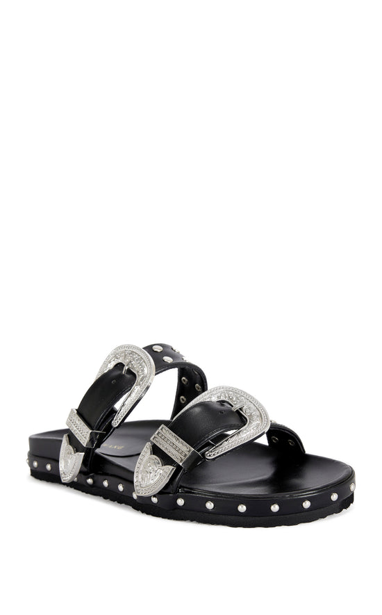 韓国【azalea】 canele check black TEGAN-BLACK FLAT SANDAL | AZALEA WANG