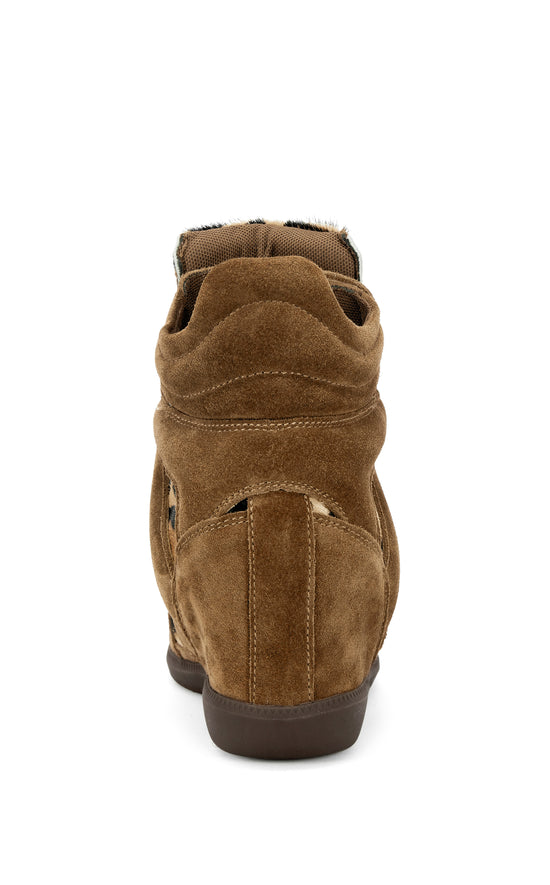 TEMPEST-LEOPARD GENUINE SUEDE WEDGE  SNEAKER