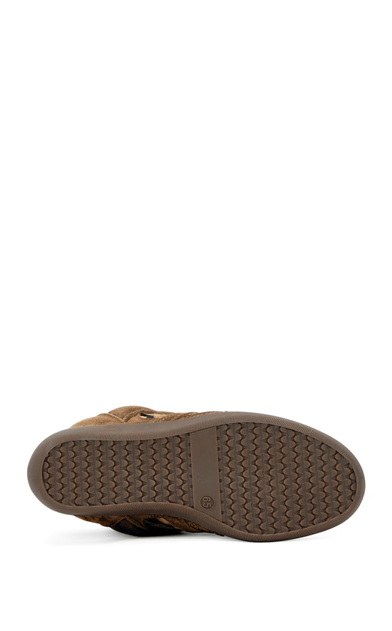 TEMPEST-LEOPARD GENUINE SUEDE WEDGE  SNEAKER