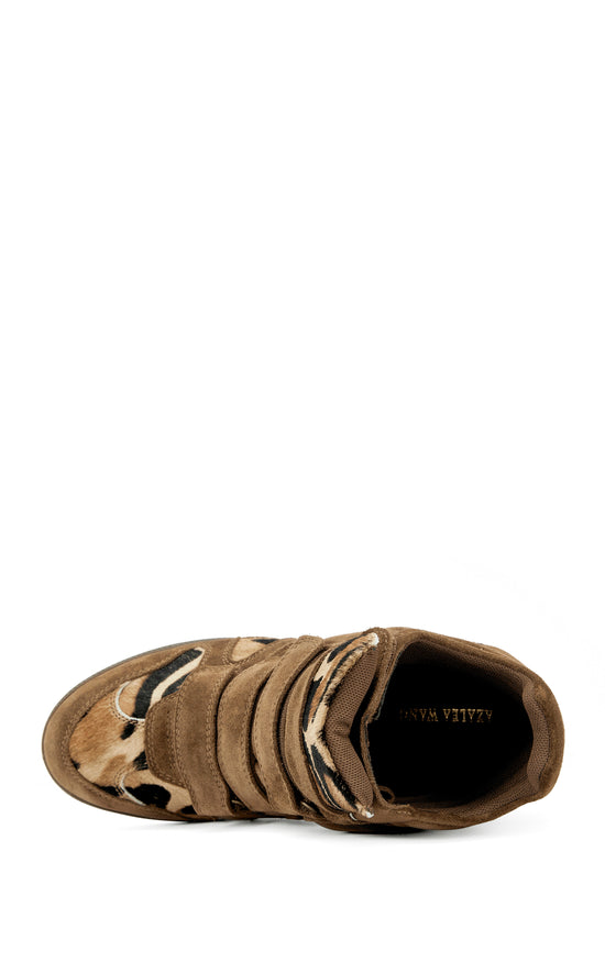 TEMPEST-LEOPARD GENUINE SUEDE WEDGE  SNEAKER