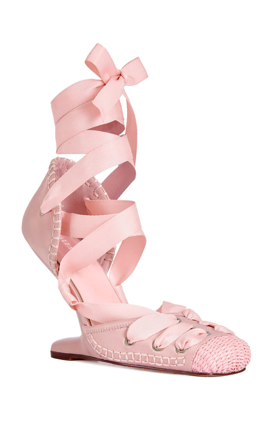 TENDU-PINK BALLERINA WRAP-AROUND WEDGE PUMP – Azalea Wang