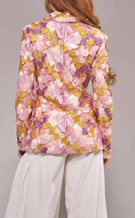 THALENA-PINKMULTI FLORAL LACE BLAZER