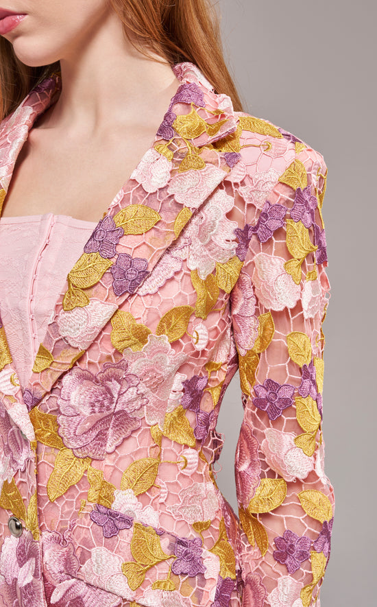 THALENA-PINKMULTI FLORAL LACE BLAZER