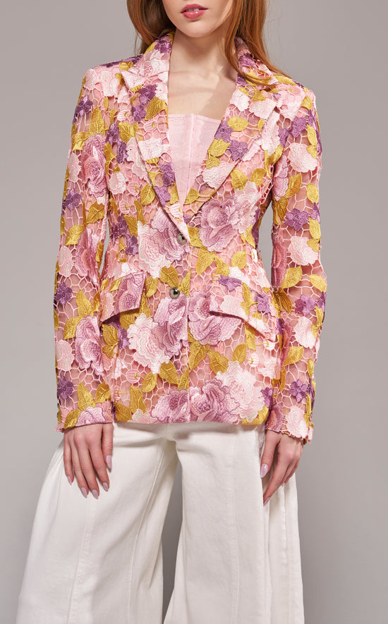 THALENA-PINKMULTI FLORAL LACE BLAZER