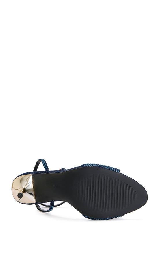 TREETOK-DENIM EMBELLISHED STILETTO SANDAL