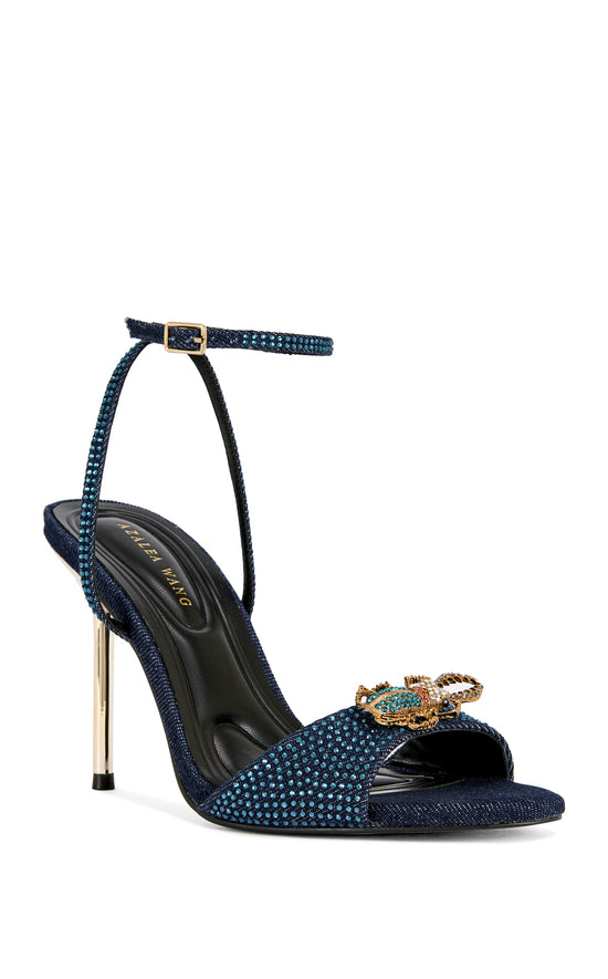 TREETOK-DENIM EMBELLISHED STILETTO SANDAL