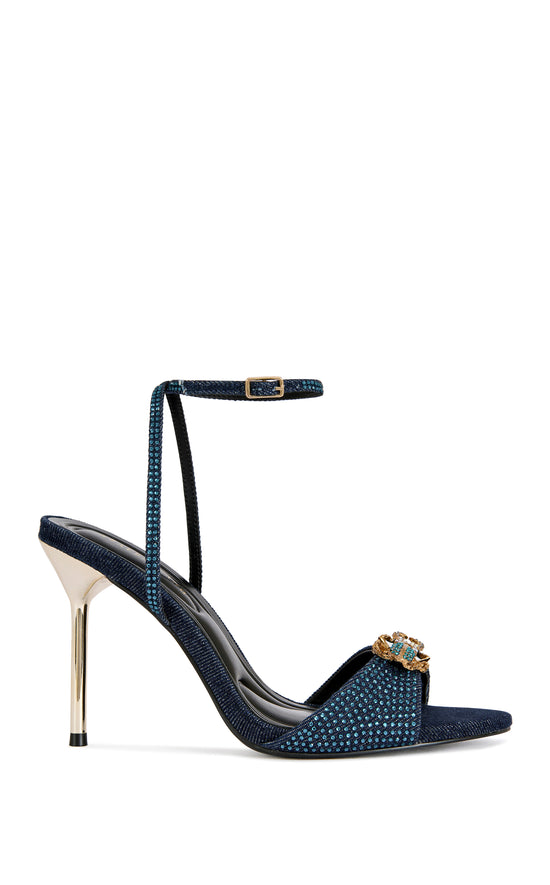 TREETOK-DENIM EMBELLISHED STILETTO SANDAL