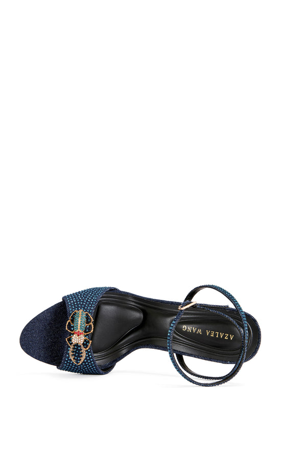 TREETOK-DENIM EMBELLISHED STILETTO SANDAL