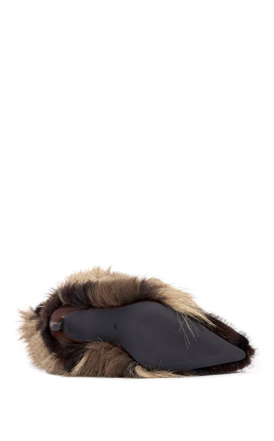 UPSELLA-CHOCOLATE FAUX FUR STILETTO BOOT