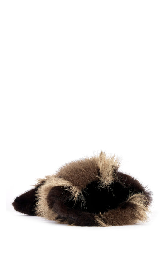 UPSELLA-CHOCOLATE FAUX FUR STILETTO BOOT