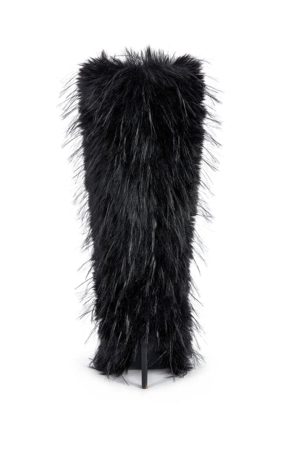 UPSTARTER-BLACK FAUX FUR STILETTO BOOT