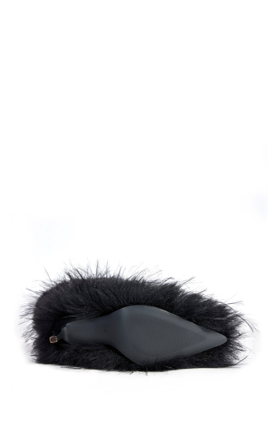 UPSTARTER-BLACK FAUX FUR STILETTO BOOT