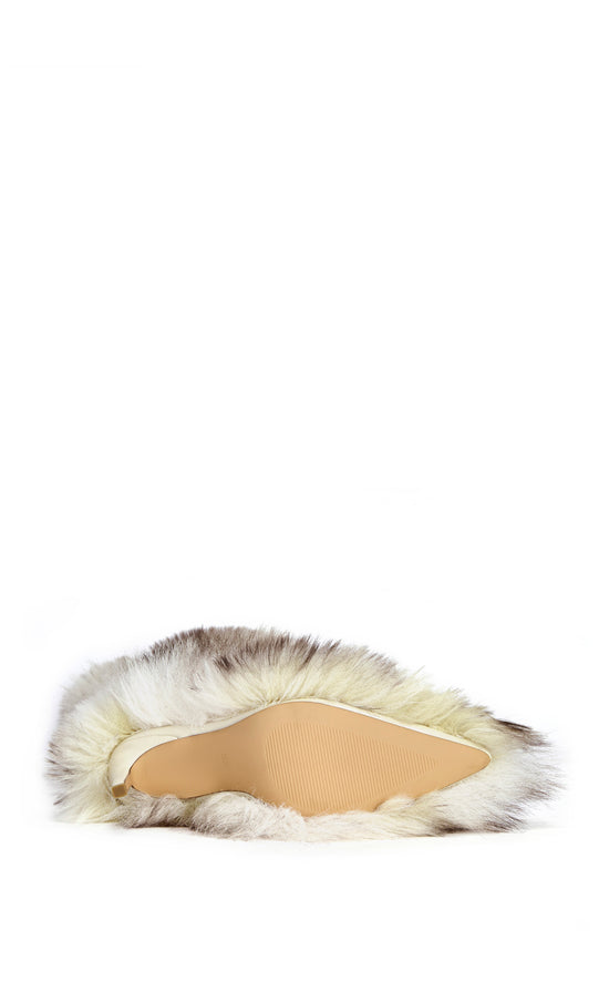 UPSTARTER-CREAMMULTI FAUX FUR STILETTO BOOT