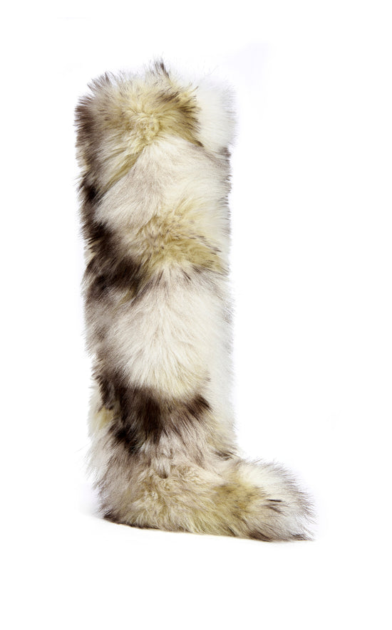 UPSTARTER-CREAMMULTI FAUX FUR STILETTO BOOT