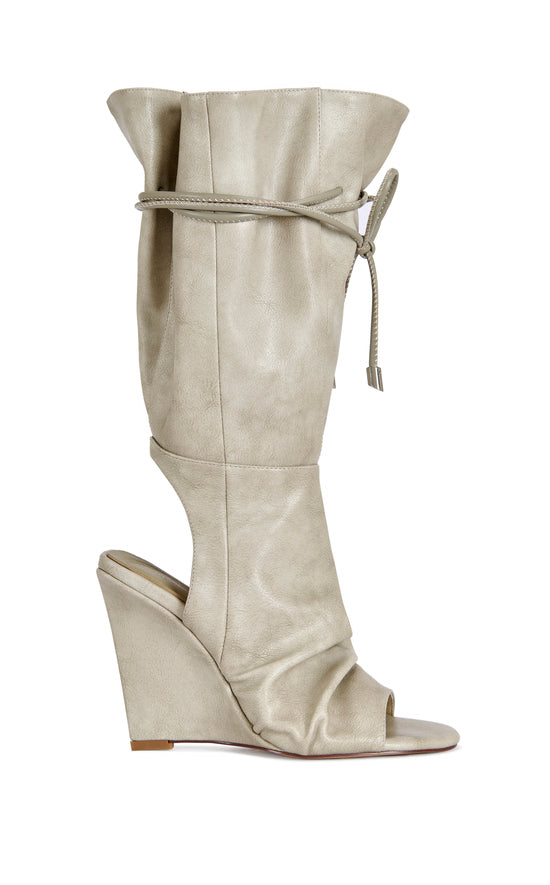 VAILEN-GREY SLOUCH WEDGE SANDAL BOOTIE