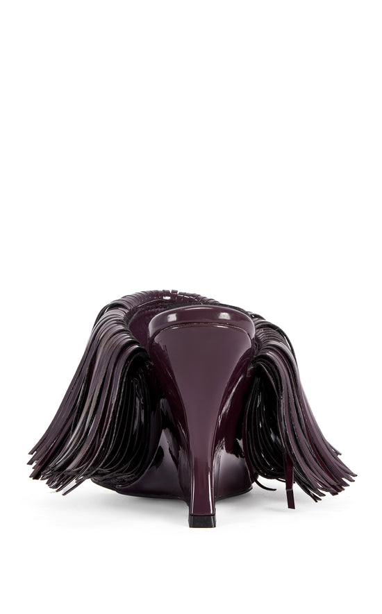 VAILYN-PURPLE PATENT FRINGE WEDGE SANDAL