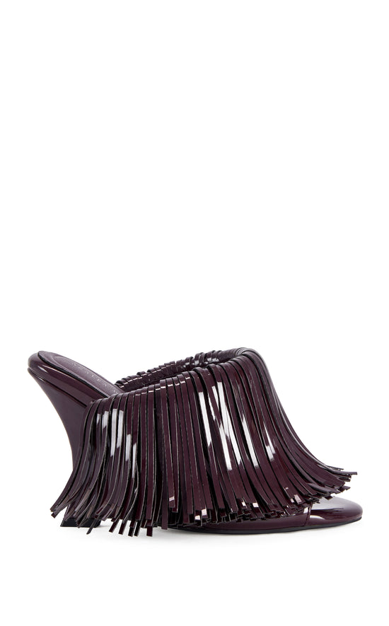 VAILYN-PURPLE PATENT FRINGE WEDGE SANDAL