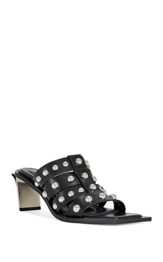 VANDAL-BLACK STUDDED SANDAL HEEL