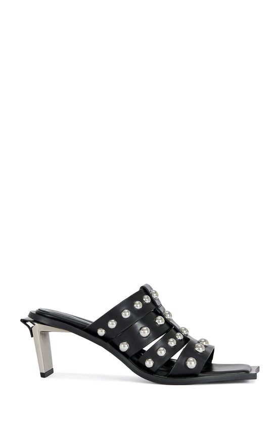VANDAL-BLACK STUDDED SANDAL HEEL