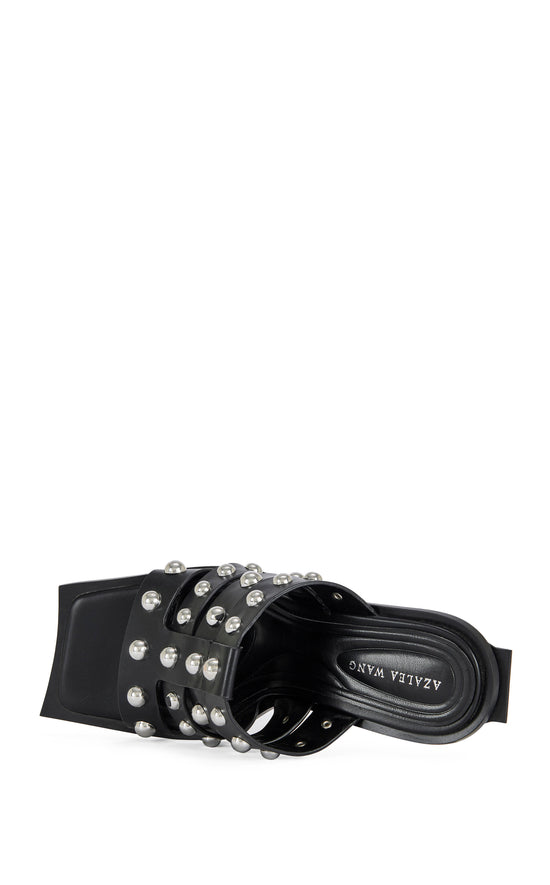 VANDAL-BLACK STUDDED SANDAL HEEL