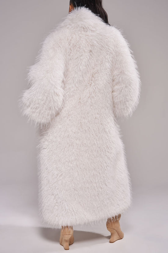 VAULT-WHITE FAUX FUR COAT
