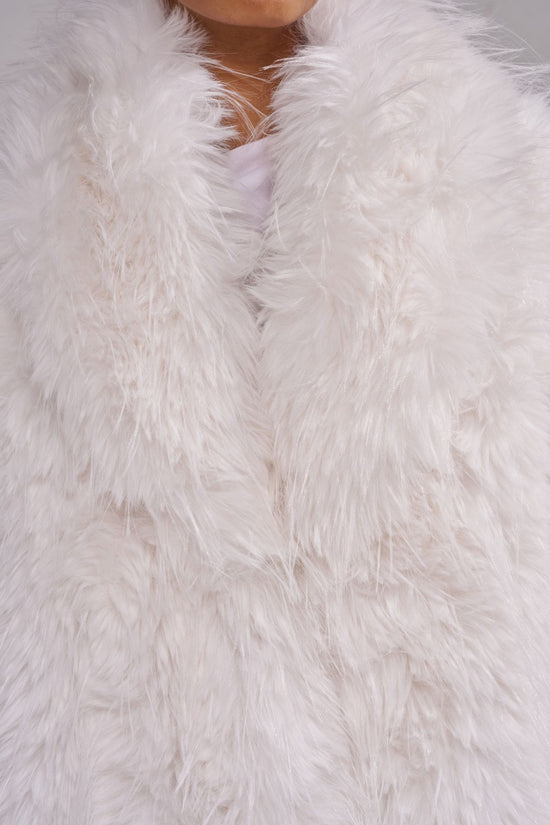 VAULT-WHITE FAUX FUR COAT