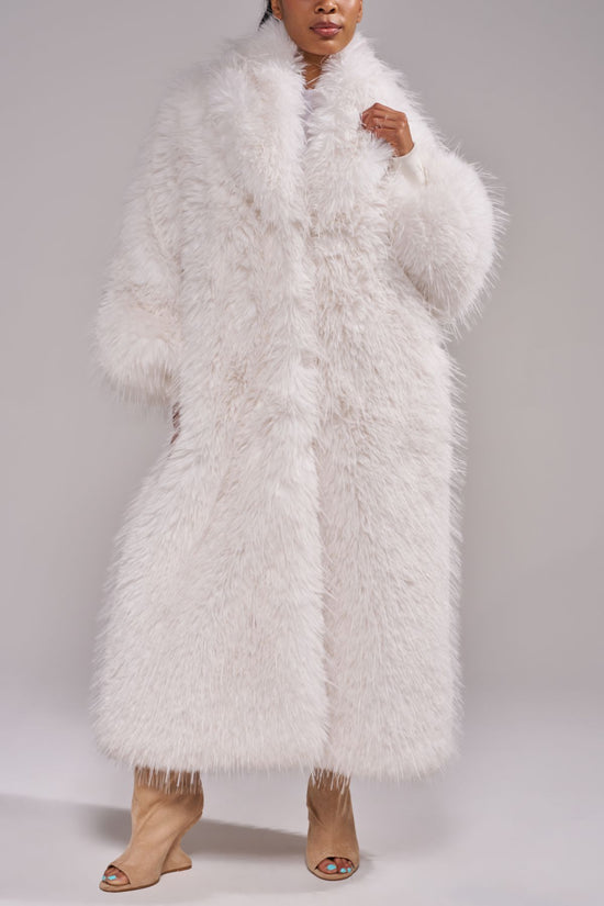 VAULT-WHITE FAUX FUR COAT