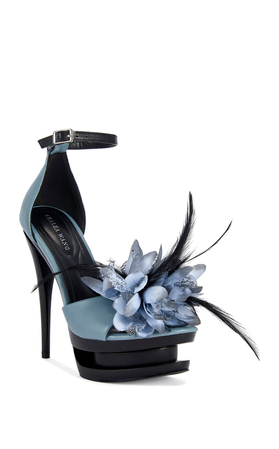 VELVETINE-BLUE FLORAL PLATFORM STILETTO SANDAL