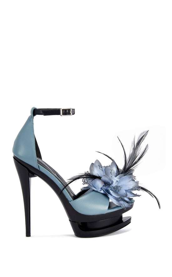VELVETINE-BLUE FLORAL PLATFORM STILETTO SANDAL