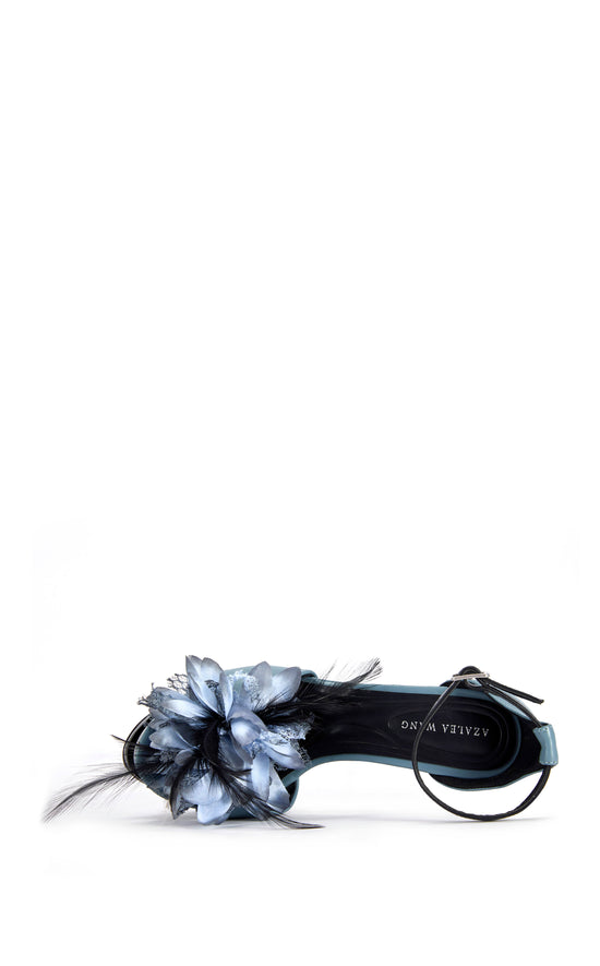 VELVETINE-BLUE FLORAL PLATFORM STILETTO SANDAL