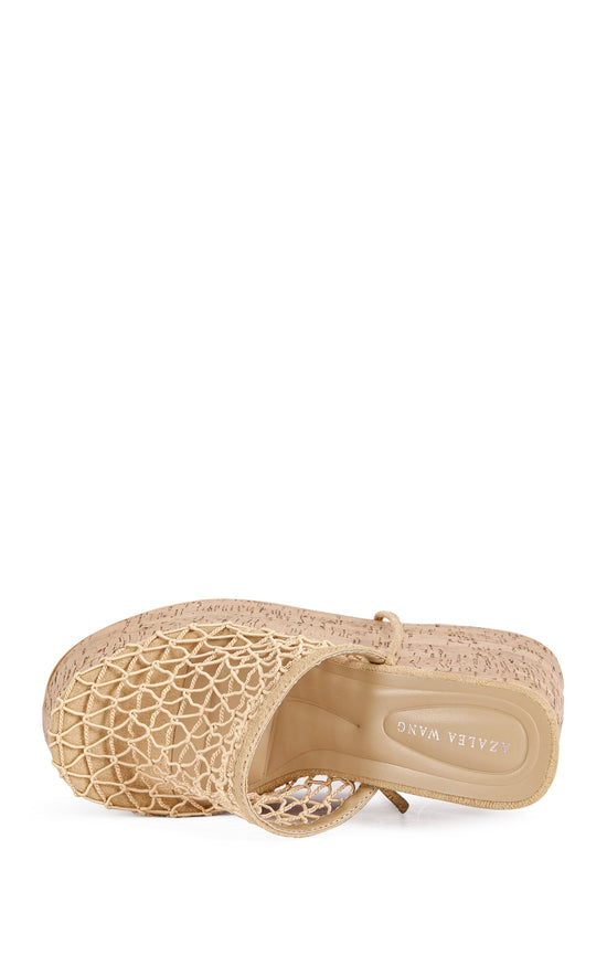 VENNE-NUDE PLATFORM WEDGE WRAP-AROUND SANDAL