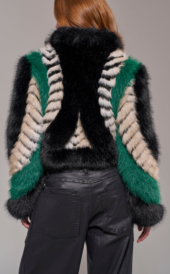 VESPER-GREENMULTI FAUX FUR JACKET
