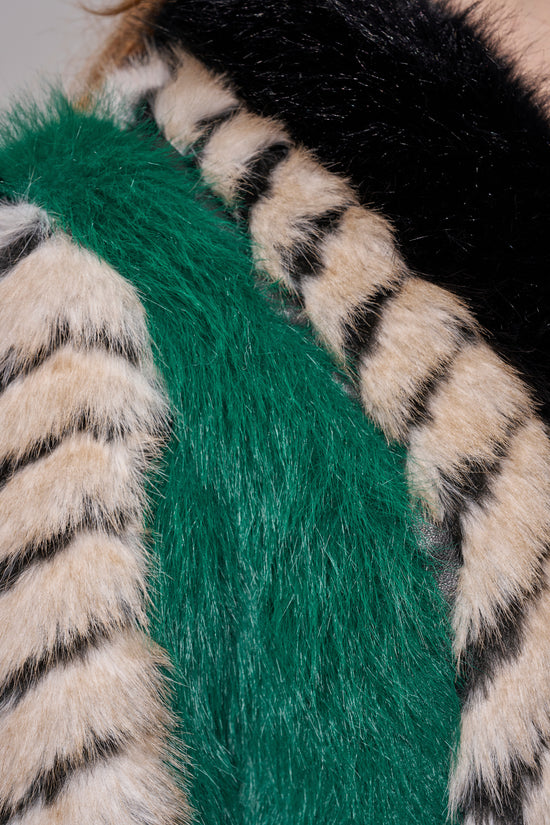 VESPER-GREENMULTI FAUX FUR JACKET