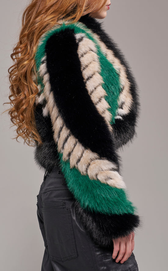 VESPER-GREENMULTI FAUX FUR JACKET