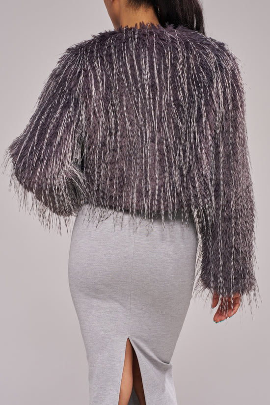 VETRA-EGGPLANT FAUX FUR JACKET