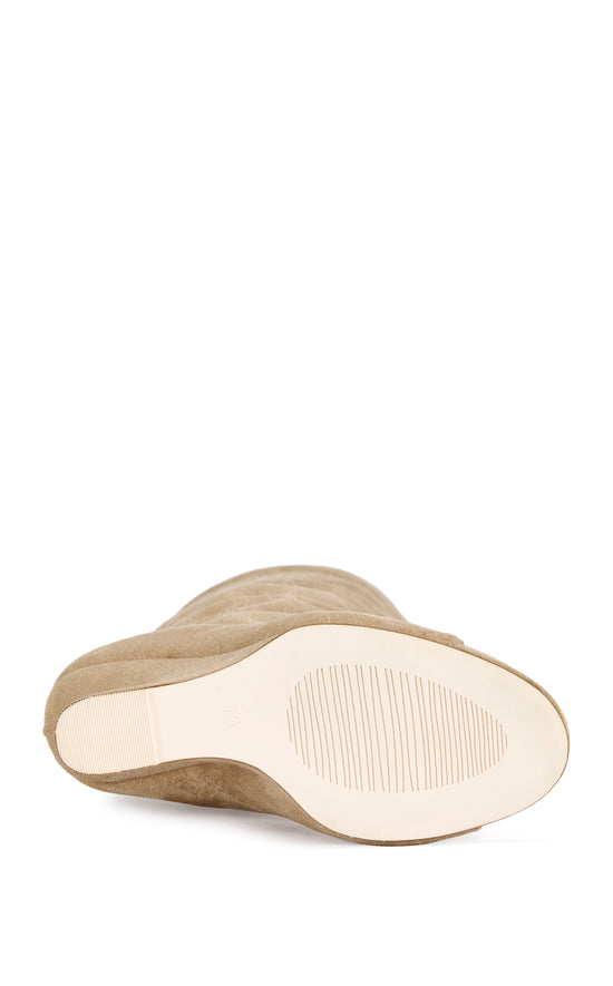 VINCENT-NUDE PEEP TOE WEDGE BOOT