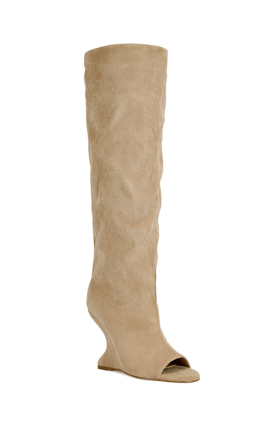 VINCENT-NUDE PEEP TOE WEDGE BOOT