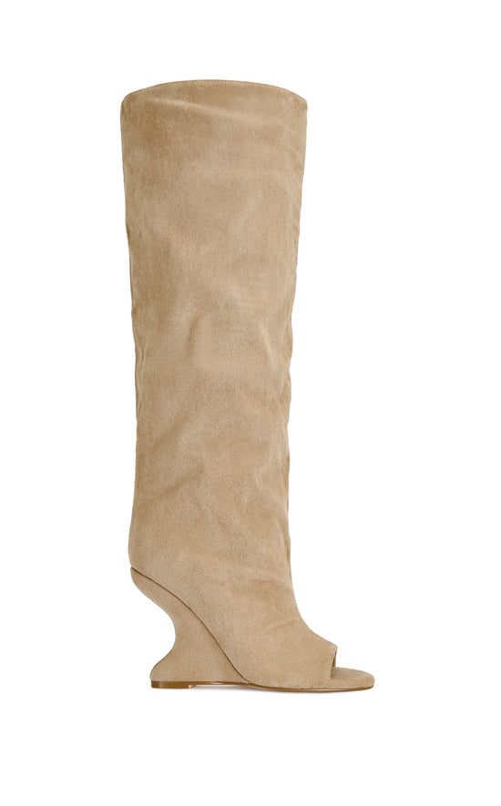 VINCENT-NUDE PEEP TOE WEDGE BOOT