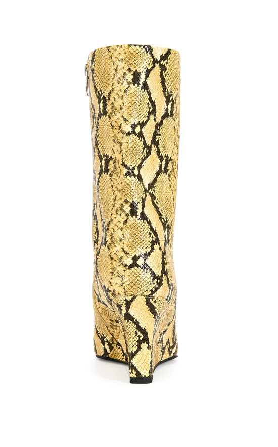 VINCI-YELLOWSNAKE WEDGE BOOTIE
