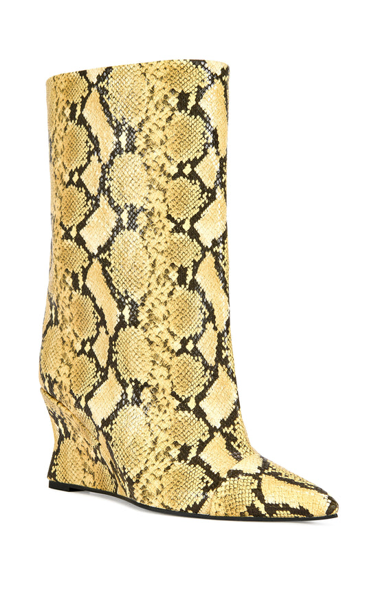 VINCI-YELLOWSNAKE WEDGE BOOTIE