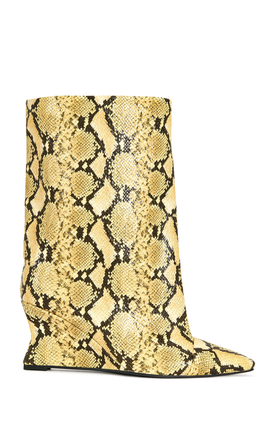 VINCI-YELLOWSNAKE WEDGE BOOTIE