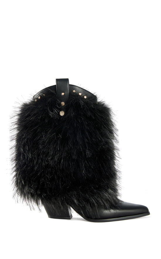 VIOLETTA-BLACK BLOCK HEELED BOOTIE