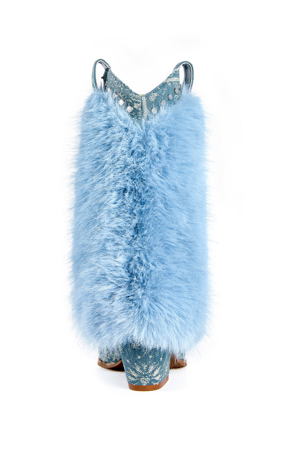VIONELLA-BLUE BLOCK HEELED BOOTIE