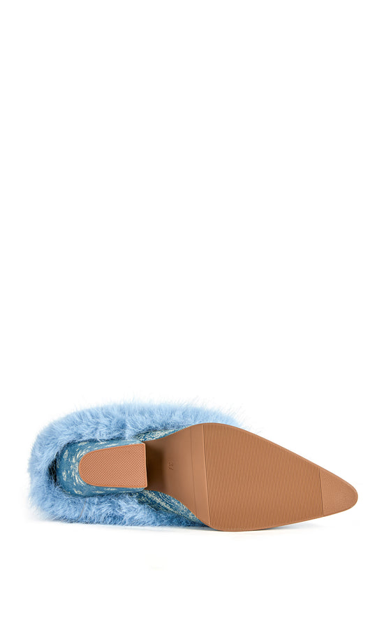 VIONELLA-BLUE BLOCK HEELED BOOTIE