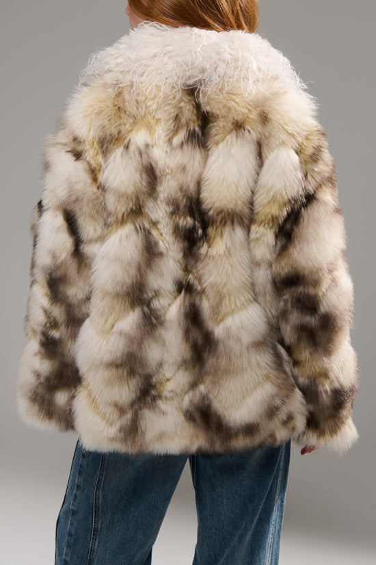 VIRA-CREAMMULTI FAUX FUR JACKET
