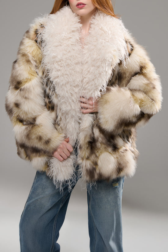 VIRA-CREAMMULTI FAUX FUR JACKET