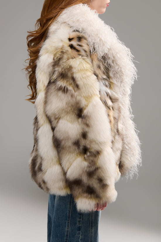 VIRA-CREAMMULTI FAUX FUR JACKET