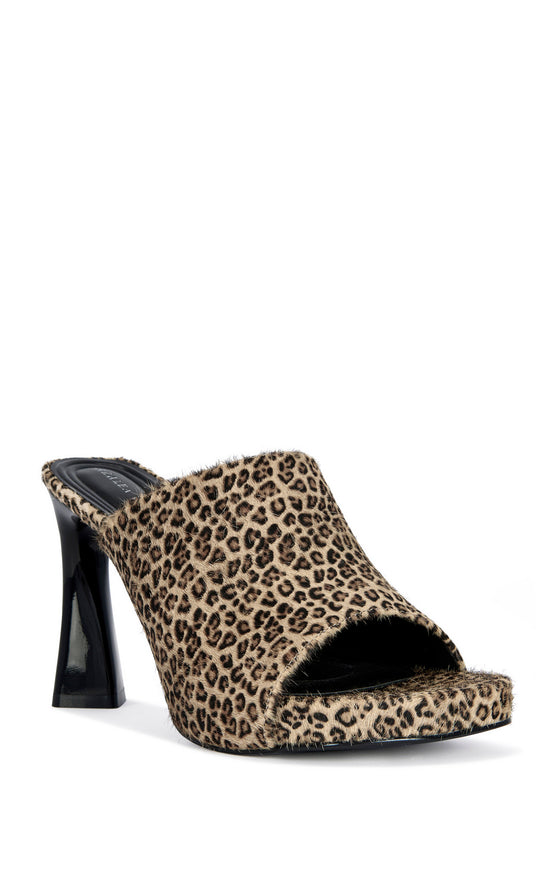 VIVARA-LEOPARD CALF HAIR HEELED SANDAL