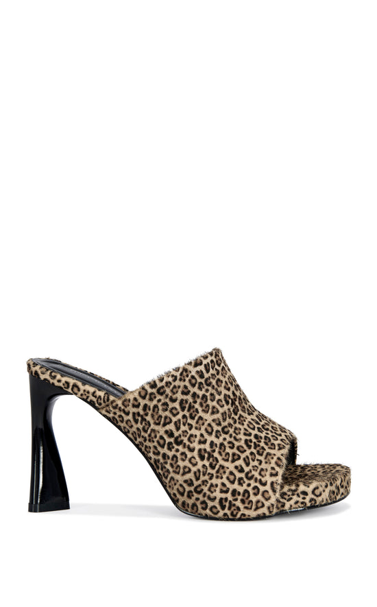 VIVARA-LEOPARD CALF HAIR HEELED SANDAL