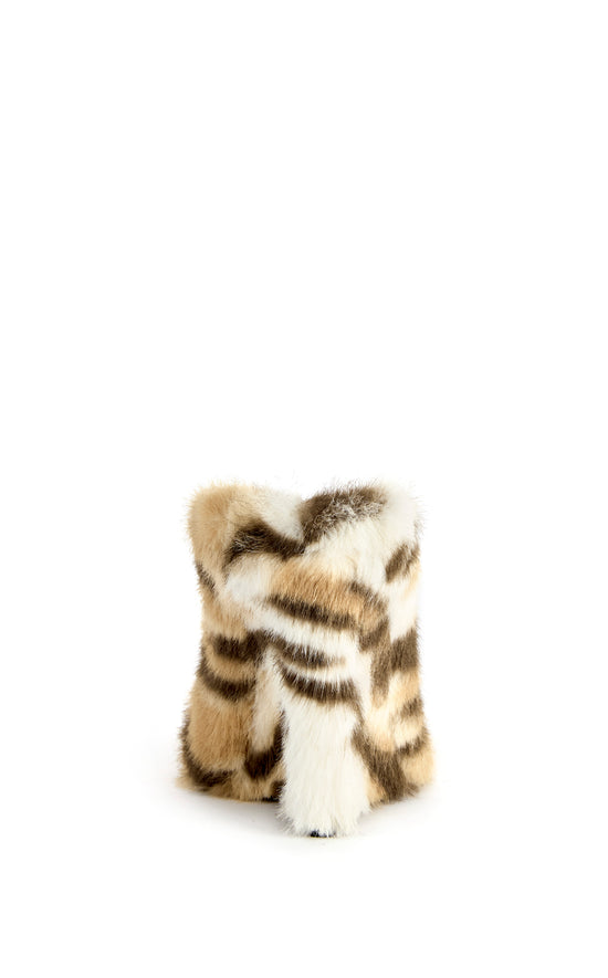 WAFIYA-TIGER FAUX FUR WEDGE PUMP